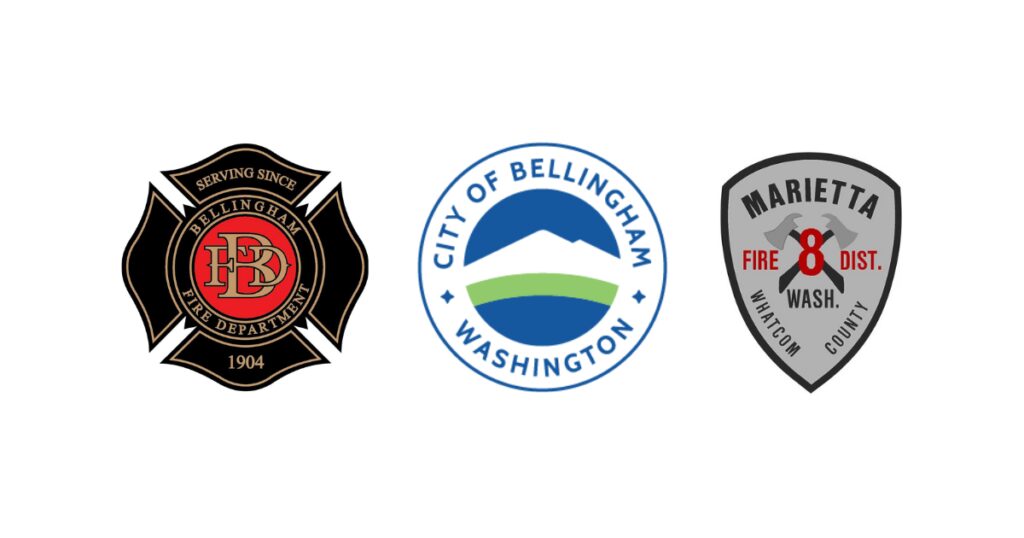 Logos of Bellingham Fire Department, City of Bellingham, and Whatcom County Fire District 8